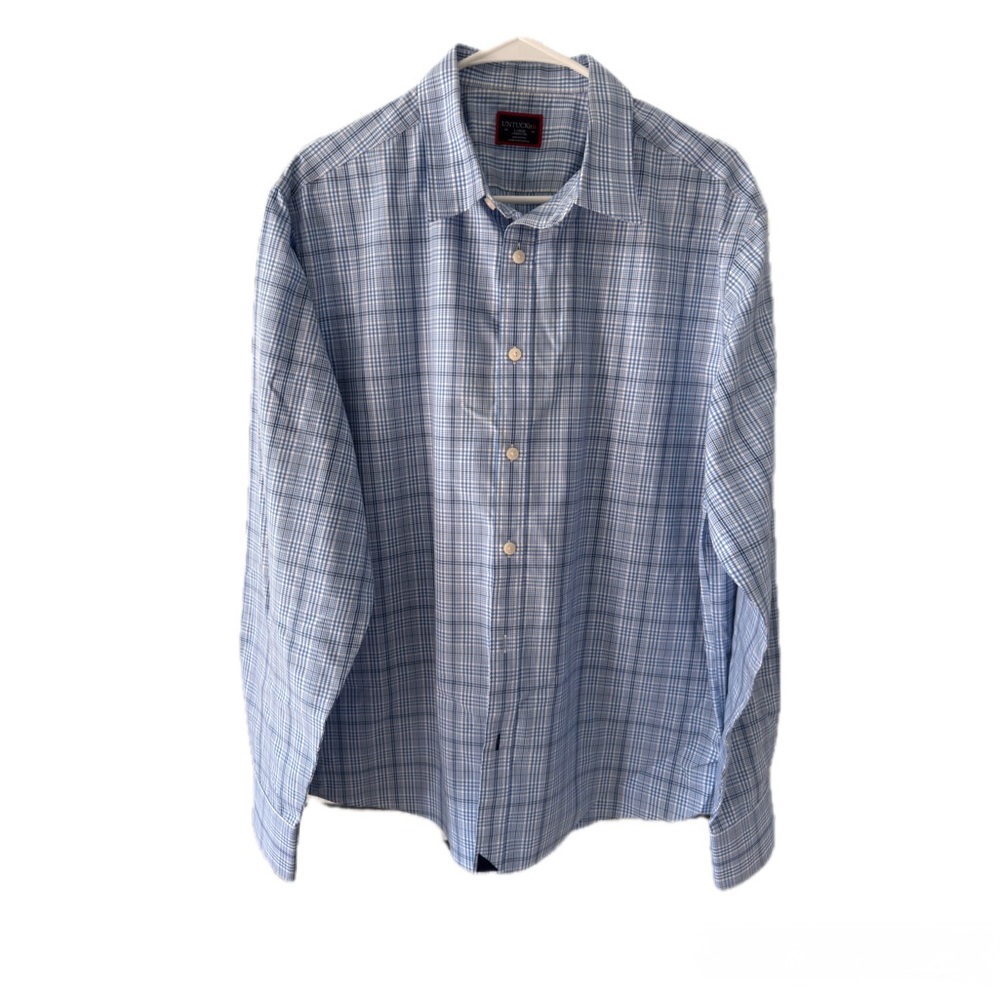 UNTUCKit Men's Light Blue Plaid Shirt